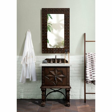 James Martin Vanities Balmoral 26in Single Vanity, Antique Walnut w/ 3 CM Eternal Jasmine Pearl Quartz Top 150-V26-ANW-3EJP